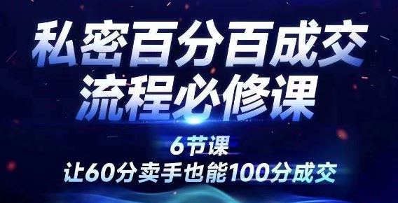 私密百分百成交流程线上训练营，绝对成交，让60分卖手也能100分成交-网创项目
