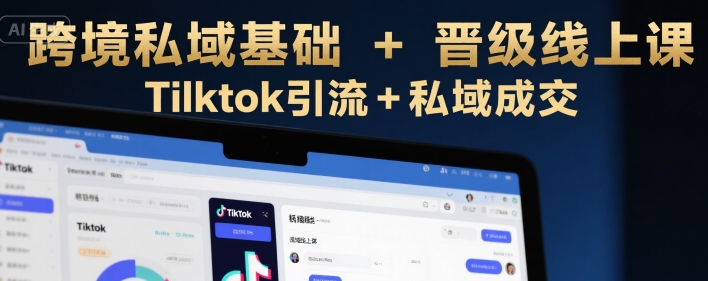 跨境私域基础+晋级线上课，Tilktok引流+私域成交-网创项目