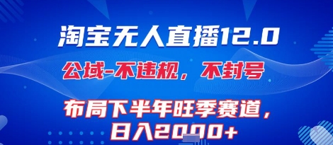 淘宝无人直播12.0，不封号，不违规，布局下半年旺季赛道，日入1k+(独家技术)【揭秘】-网创项目